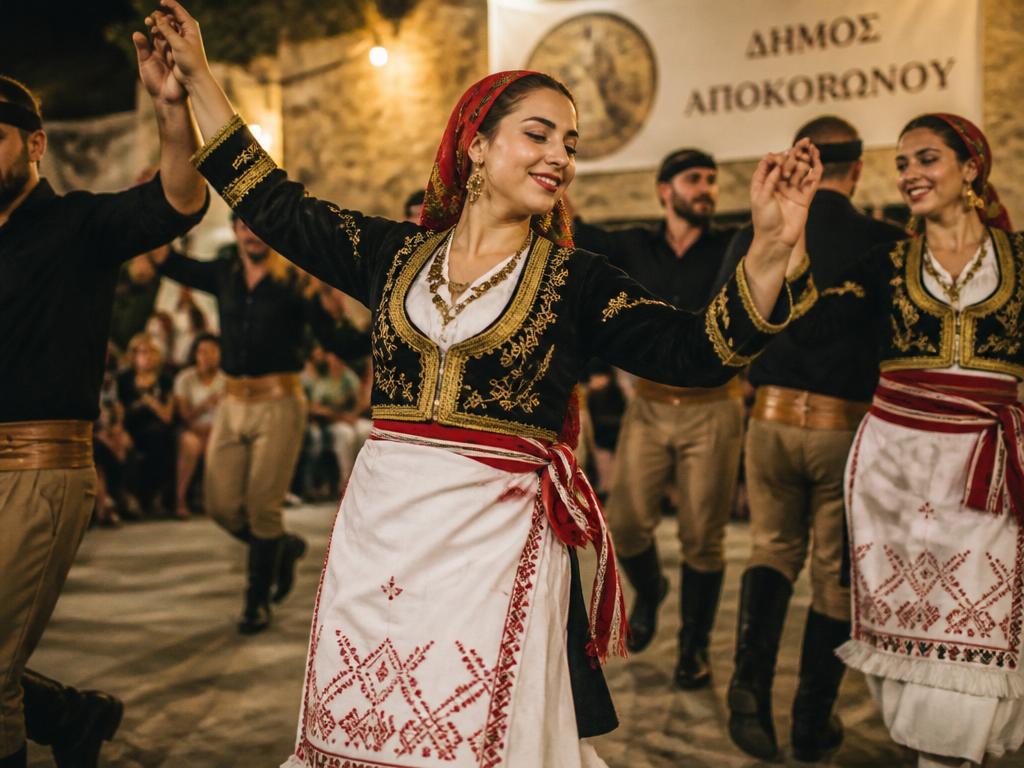 Cretan traditional dancers performing